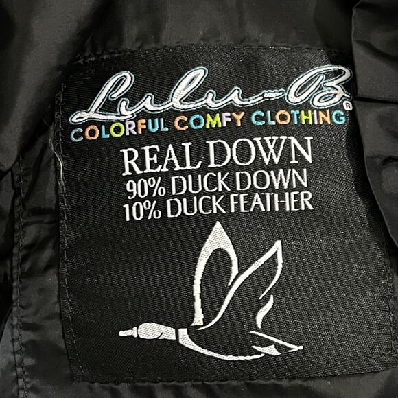 Lulu B Down Feathers Vest Womens Size Small S Full Zip Black Sleeveless - Picture 5 of 10